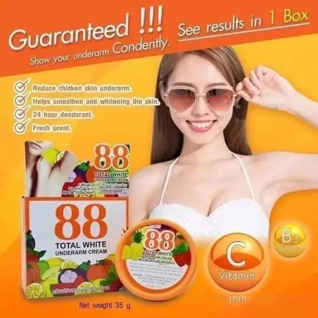 88 Total White Underarm Cream - 35g Pink - Image 7
