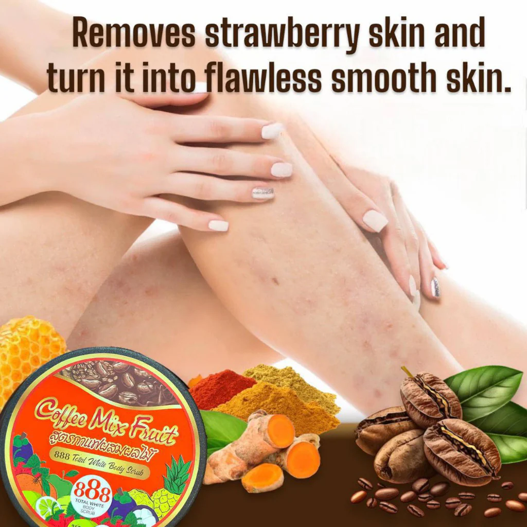 888 Total White Body Scrub – Coffee Mix Fruit (250g) - Image 5