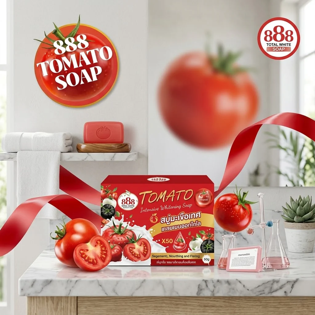 888 Total White Tomato Intensive Whitening Soap (90g) - Image 3
