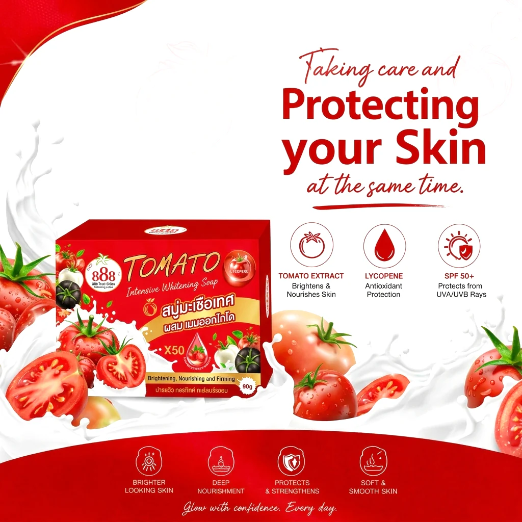 888 Total White Tomato Intensive Whitening Soap (90g) - Image 5