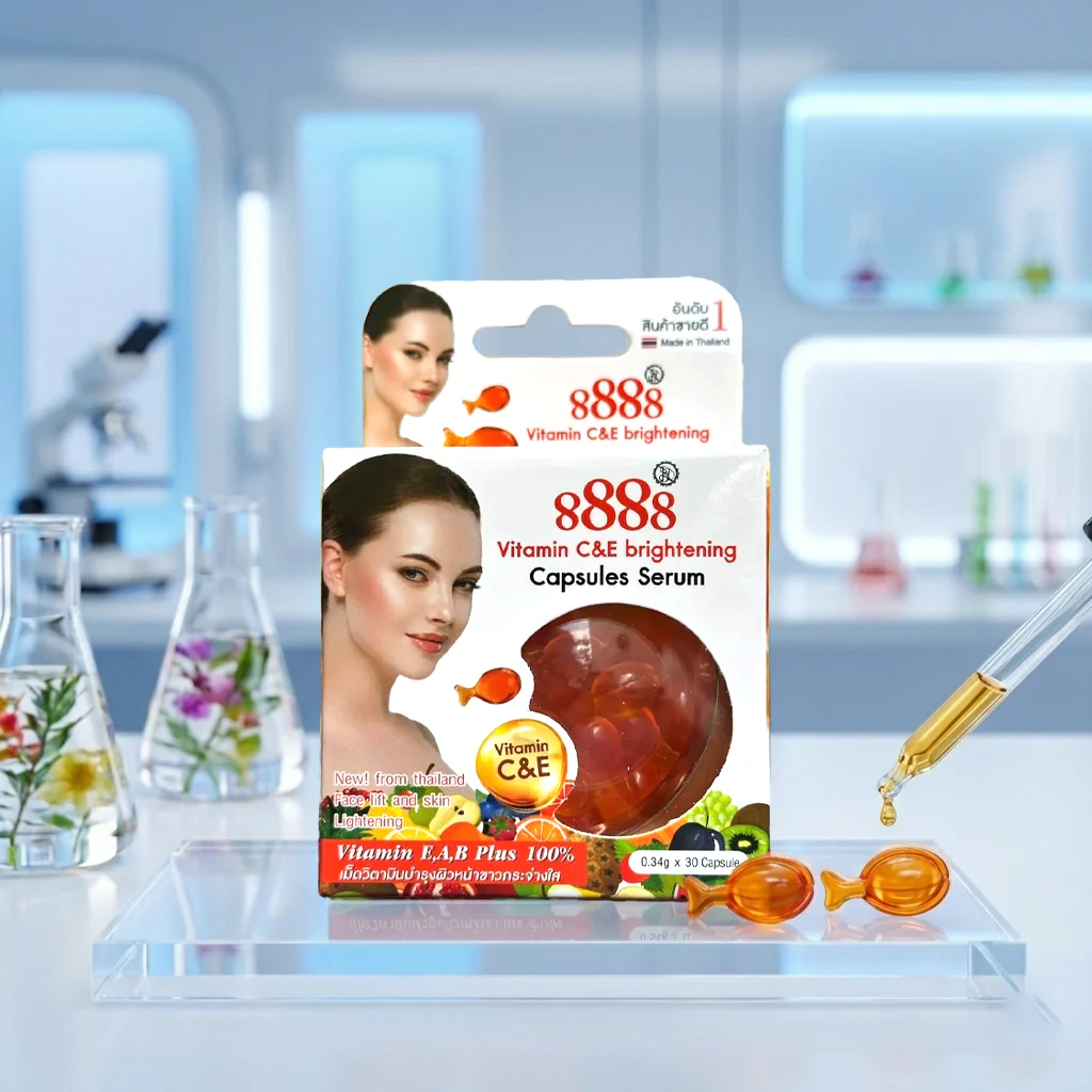 8888 Vitamin C & E Brightening Capsules Serum - 30 Capsules - Image 2