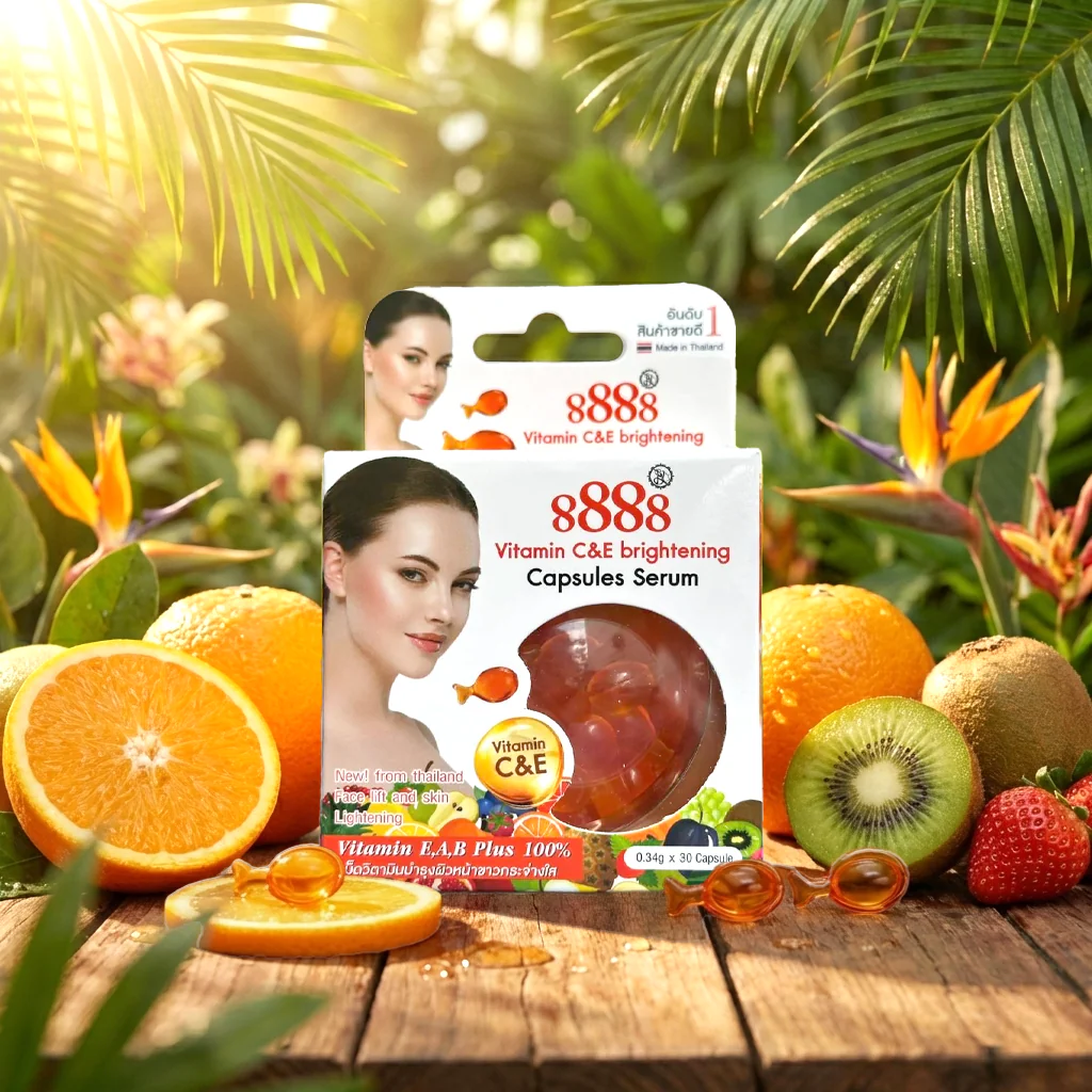 8888 Vitamin C & E Brightening Capsules Serum - 30 Capsules - Image 3