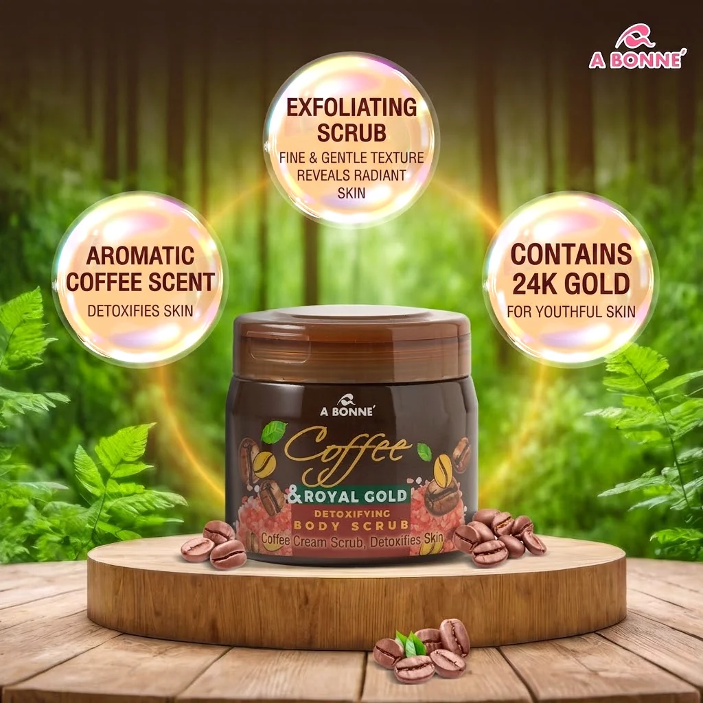 A Bonne Coffee & Royal Gold Detoxifying Body Scrub – 250g - Image 5