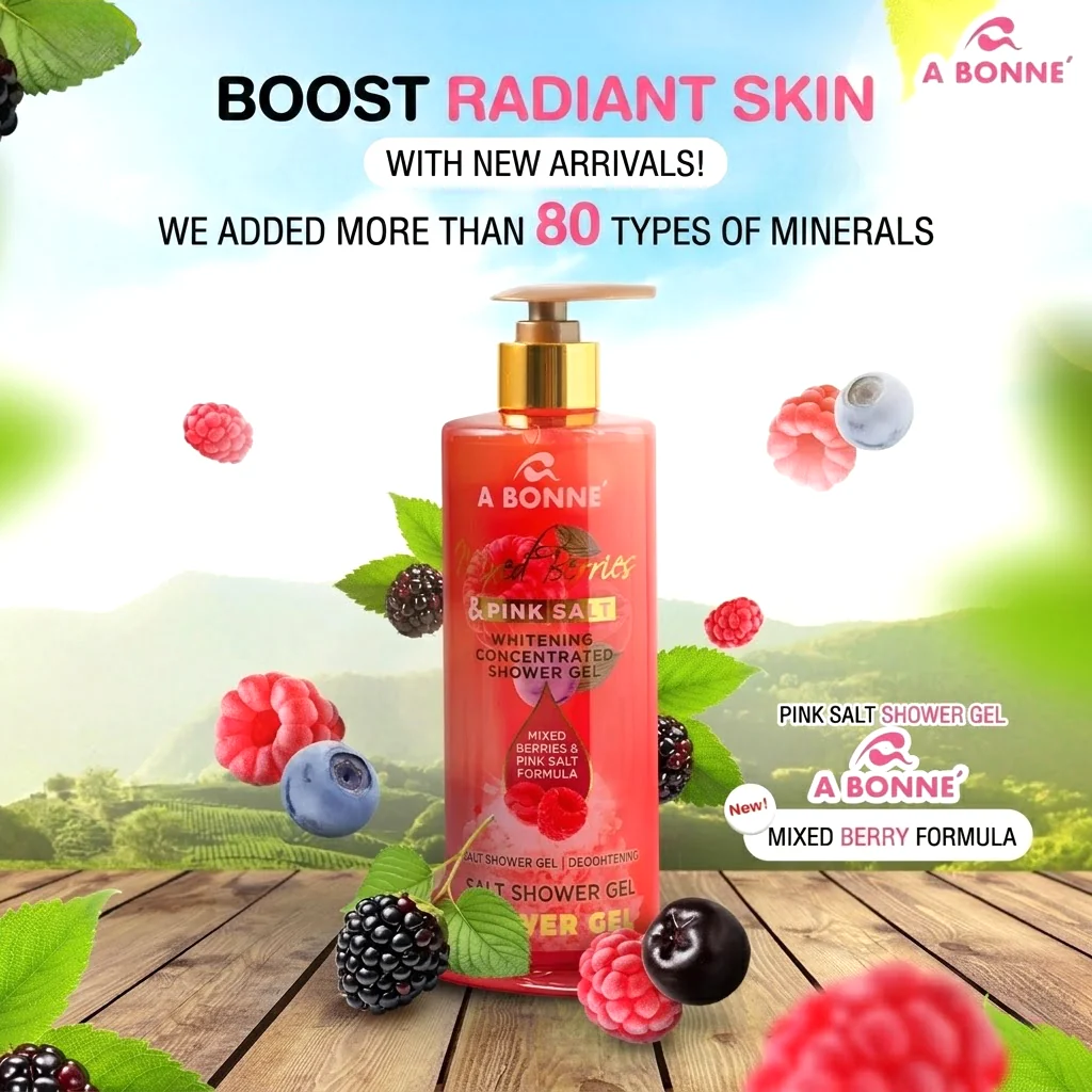 A Bonne Mixed Berries & Pink Salt Whitening Shower Gel – 450ml - Image 4
