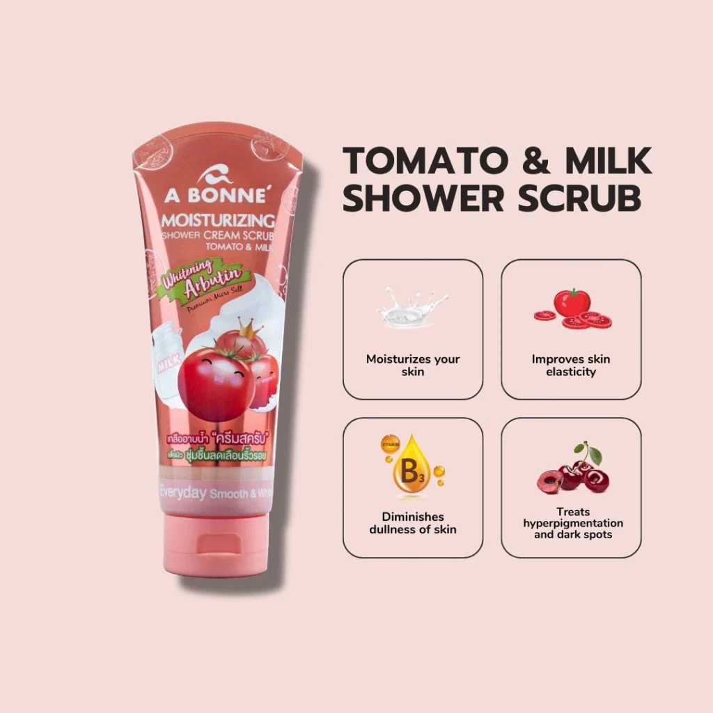 A Bonne Moisturizing Shower Cream Scrub Tomato & Milk - 350g - Image 2
