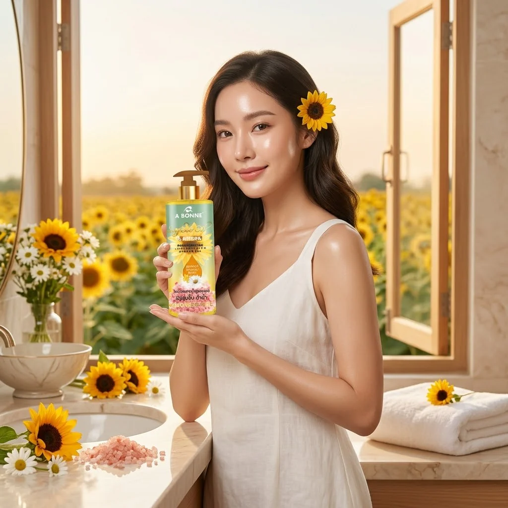 A Bonne Sunflower Oil & Pitera Moisturizing Shower Gel – 450ml - Image 2