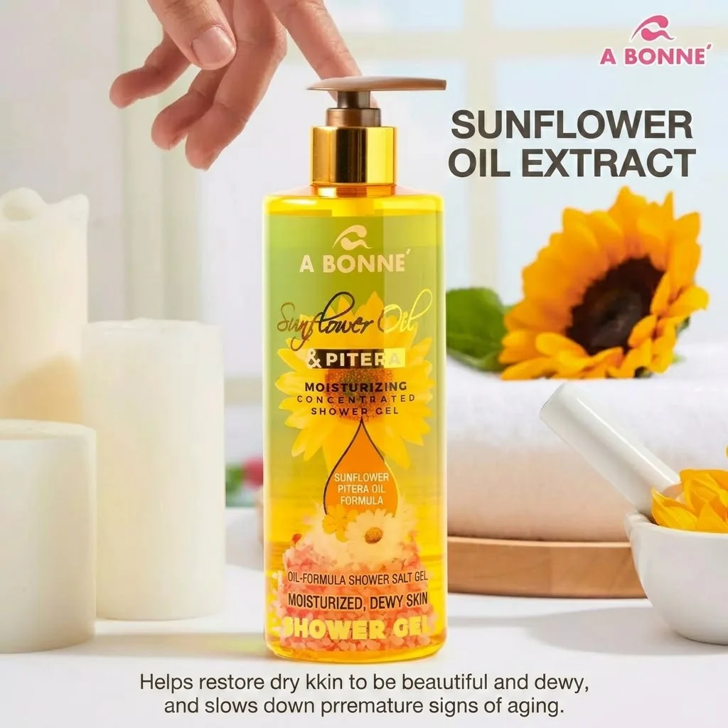 A Bonne Sunflower Oil & Pitera Moisturizing Shower Gel – 450ml - Image 5