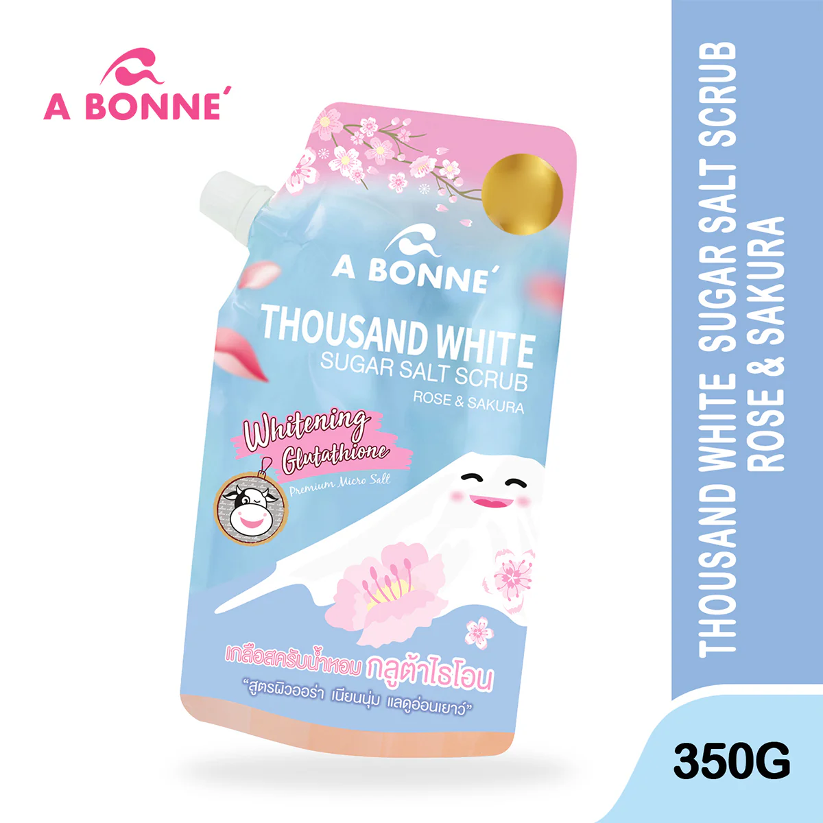 A Bonne Thousand White Sugar Salt Scrub Rose & Sakura - 350g - Image 3