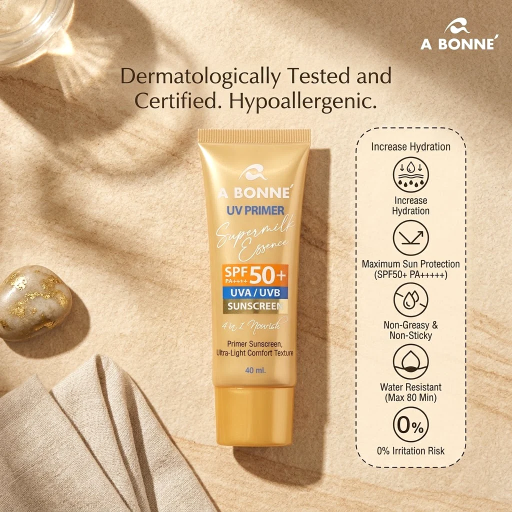 A Bonne UV Primer Super Milk Essence Sunscreen– SPF50+ PA++++ (40ml) - Image 4