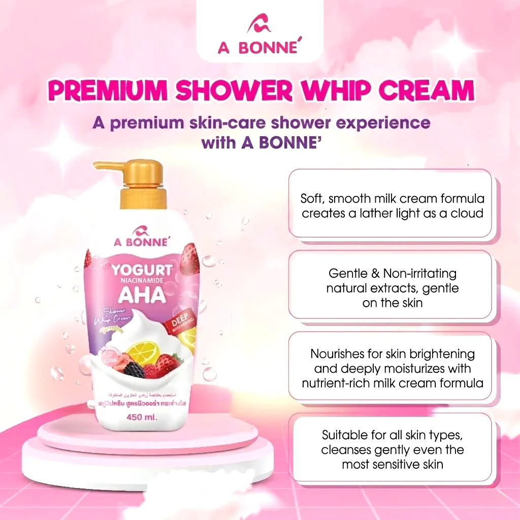 A Bonne Yogurt Niacinamide AHA Premium Shower Whip Cream – 450ml - Image 4
