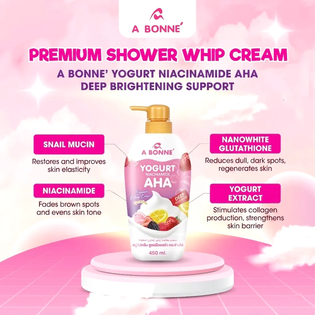A Bonne Yogurt Niacinamide AHA Premium Shower Whip Cream – 450ml - Image 6
