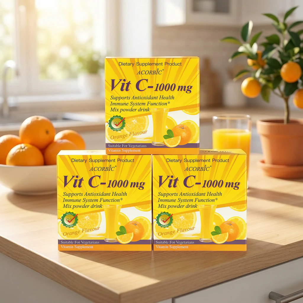 Acorbic Vit C – 1000mg Mix Powder Drink 12g x 10 Sachets - (3 Pcs Combo)