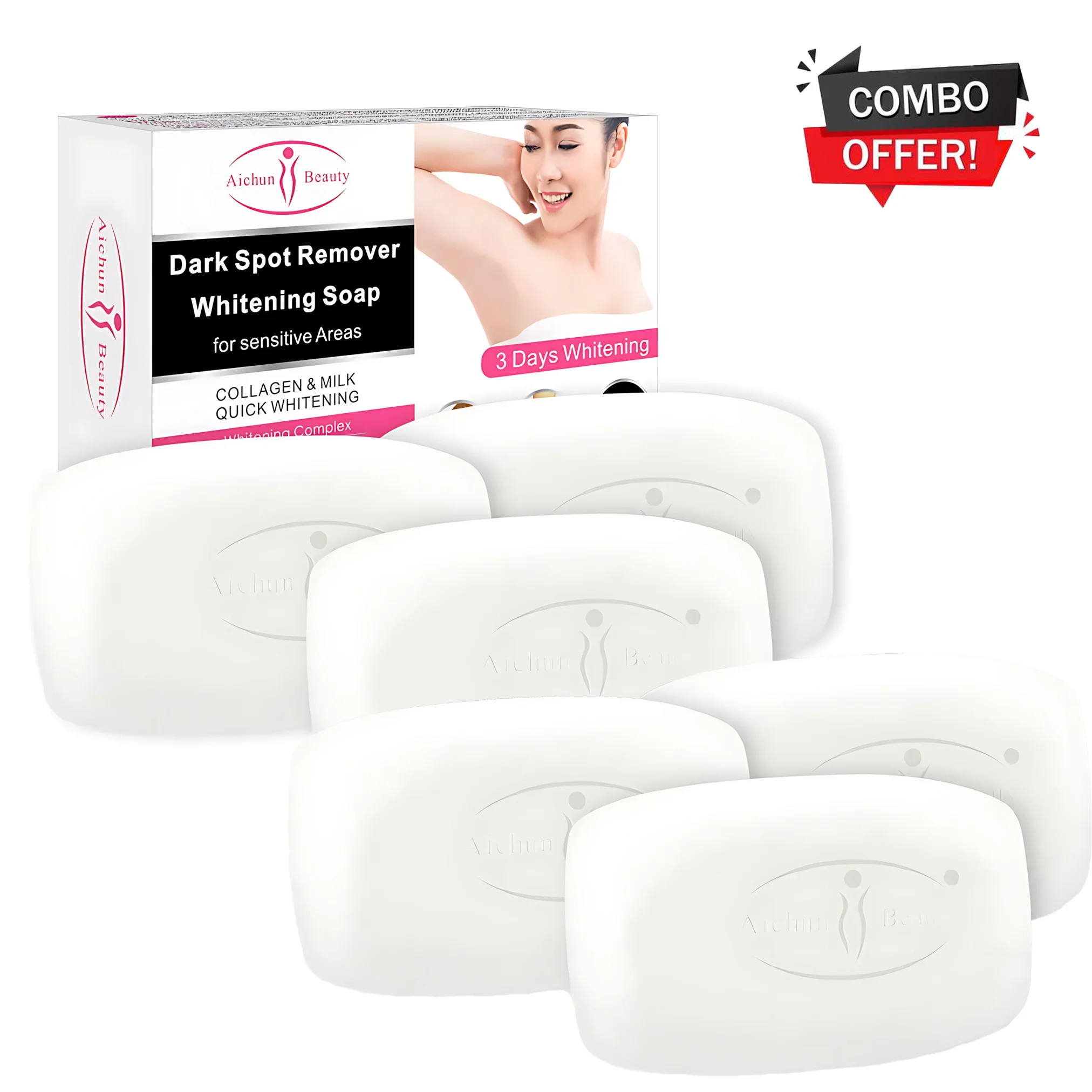 Aichun Beauty Dark Spot Remover Whitening Soap - 100g × 6 Pack Combo - Image 3
