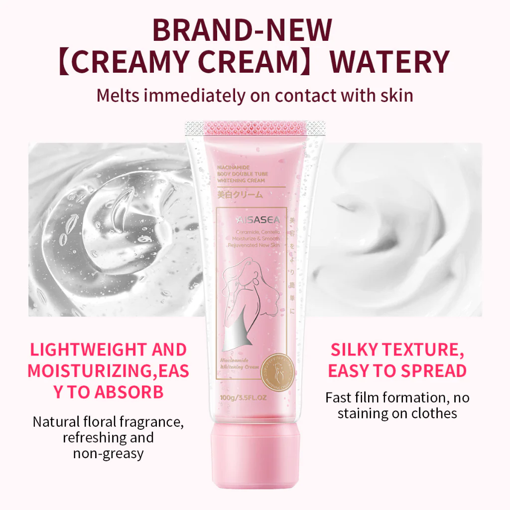 AISASEA Niacinamide Double Tube Whitening Cream Body Lotion - 100g - Image 4