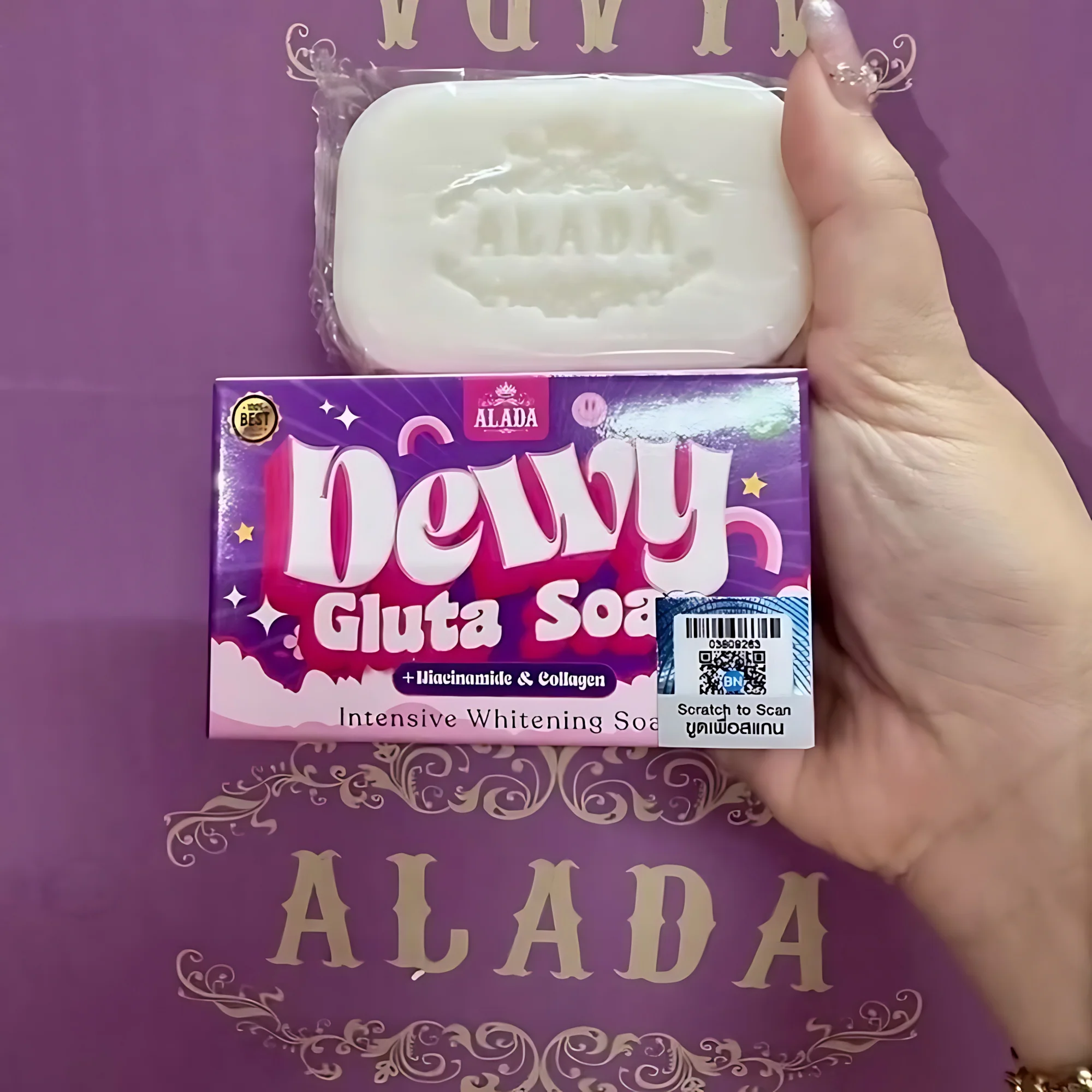 Alada Dewy Gluta Soap – Intensive Whitening with Niacinamide & Collagen – 70g - Image 9