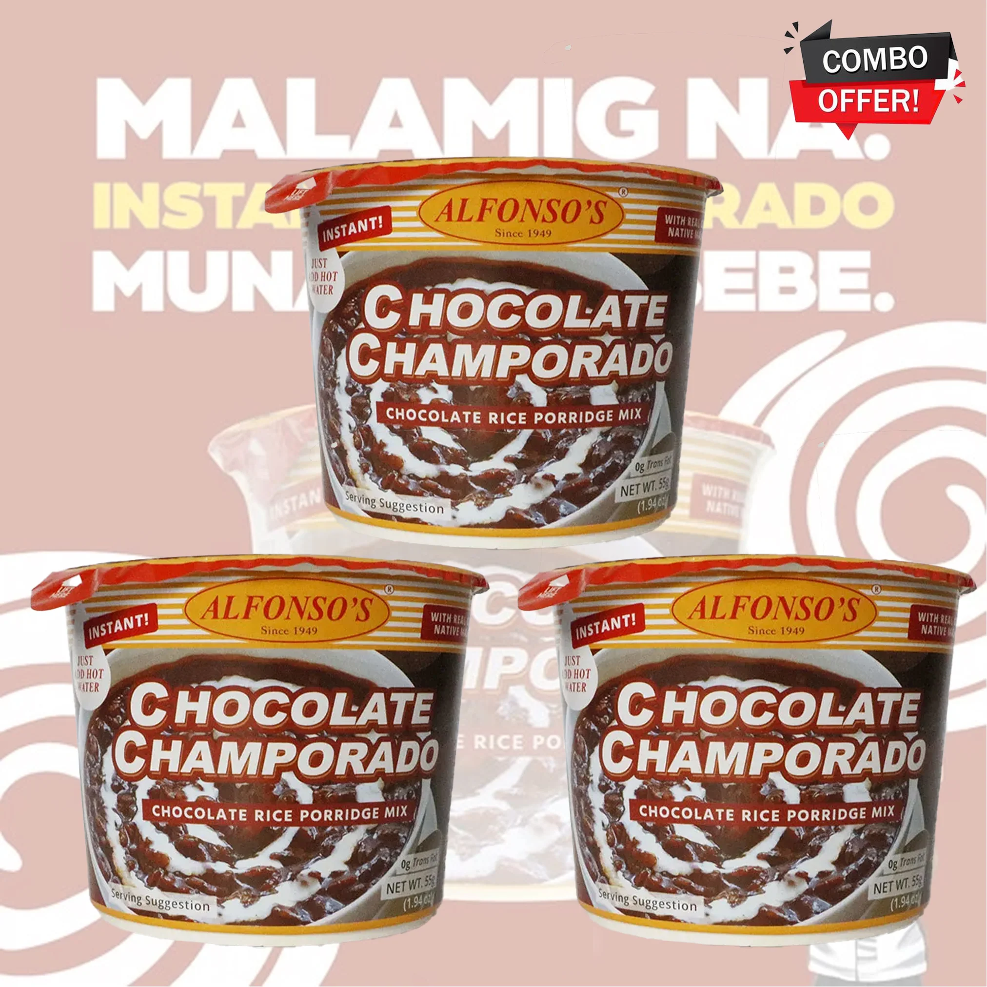Alfonso's Chocolate Champorado 55g × 3 (Combo Pack) - Image 3