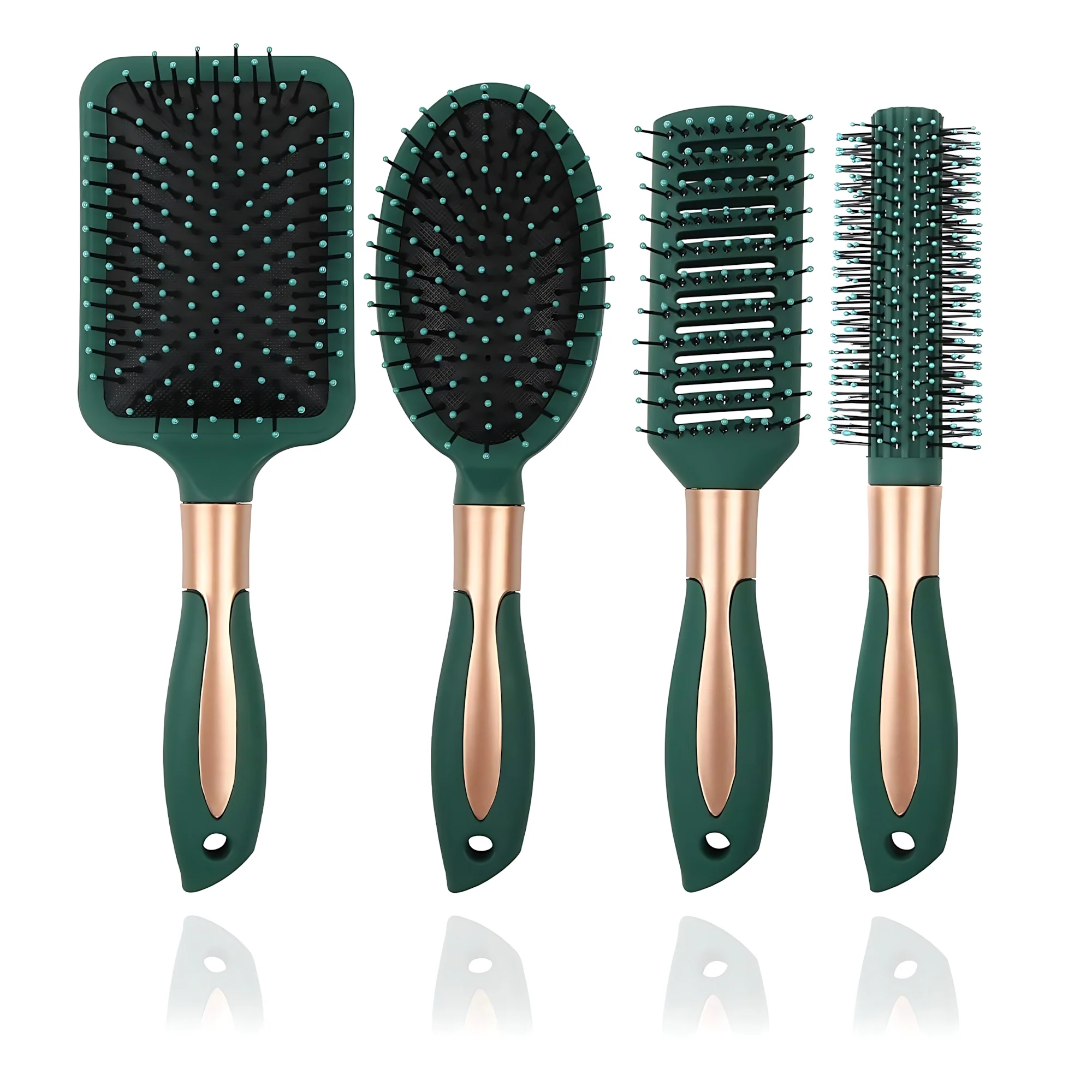 Anti-Tangle Hair Brush & Comb Set – 4 Pcs Paddle Hair Brush Kit for Wet & Dry Hair - Image 2