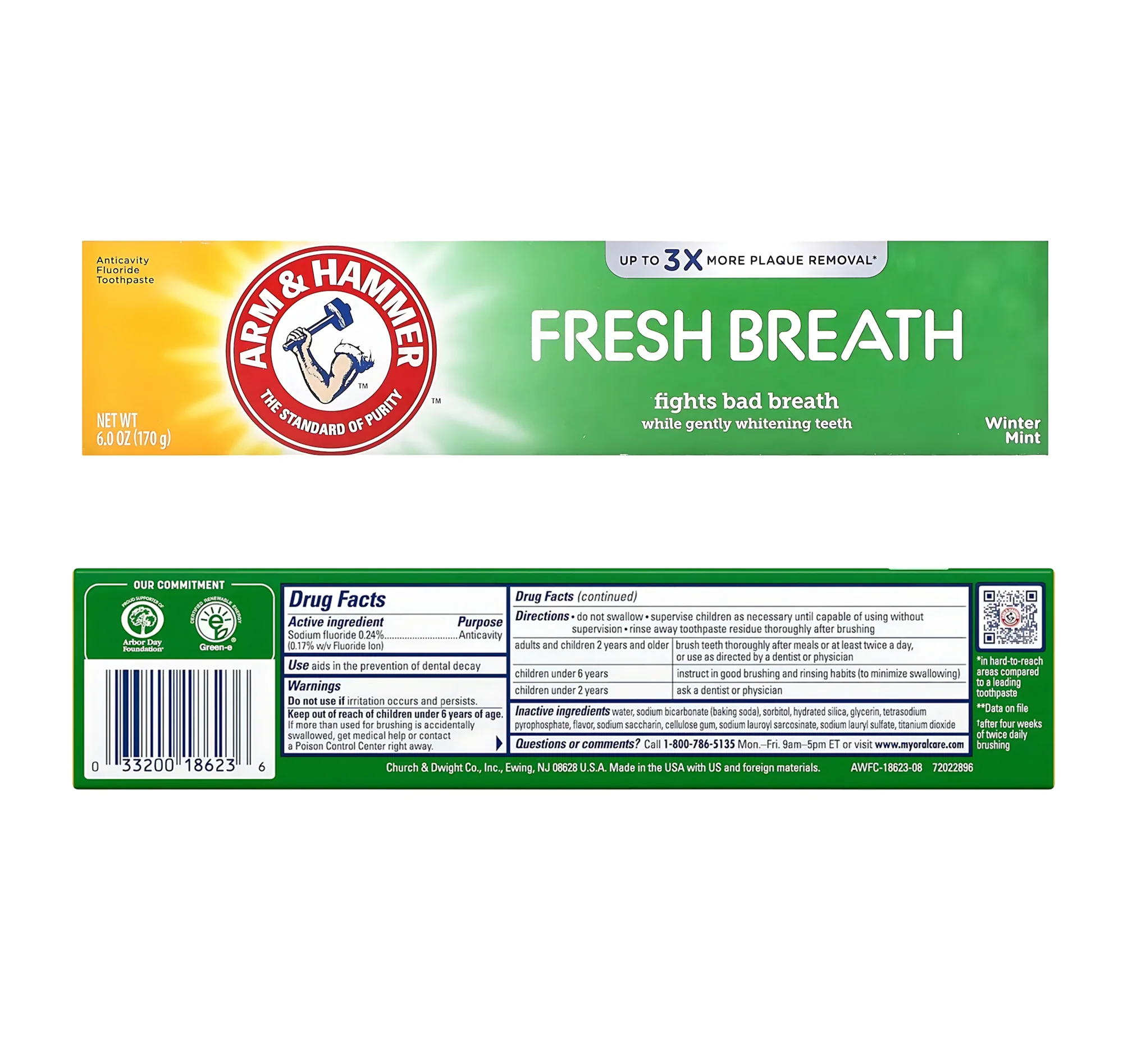 Arm & Hammer Fresh Breath Advanced White Toothpaste – Winter Mint (170g) - Image 2