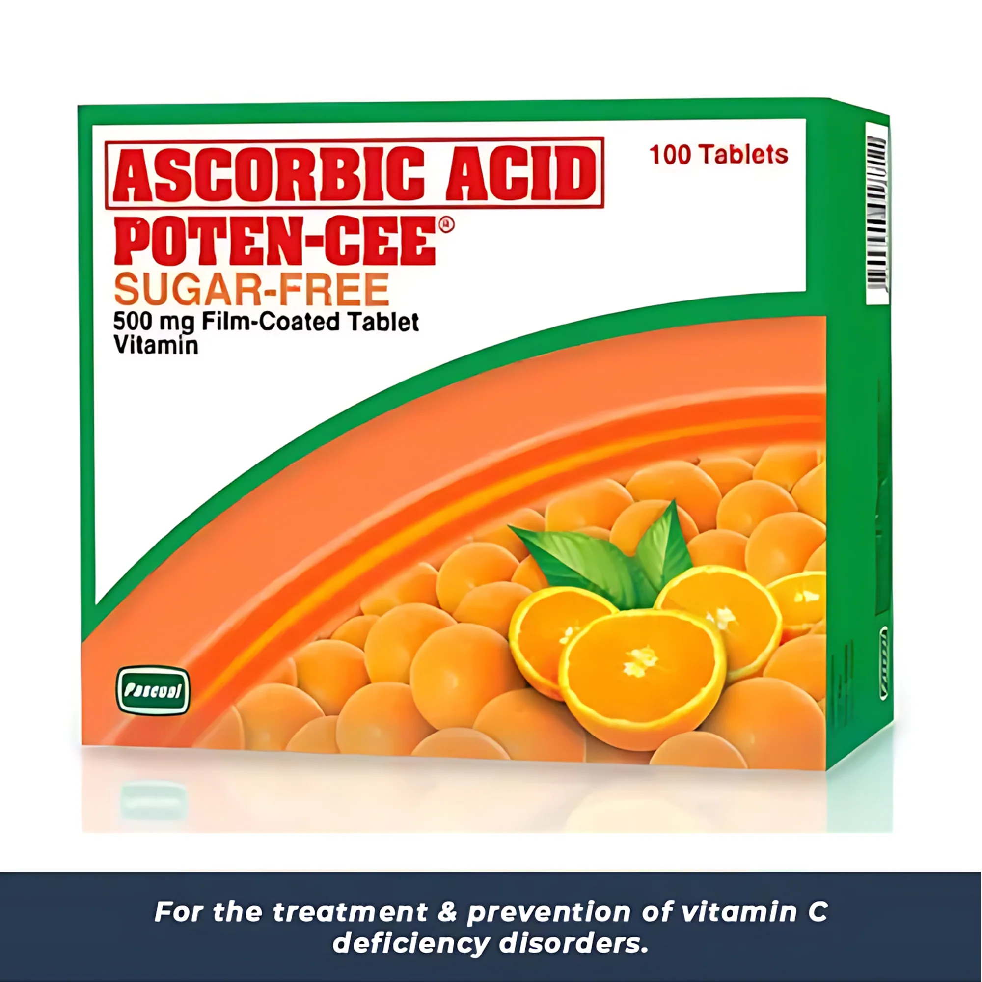 Ascorbic Acid Poten-Cee Sugar-Free 500mg Film-Coated (Vitamin C) Tablets – 100 Tablets - Image 2
