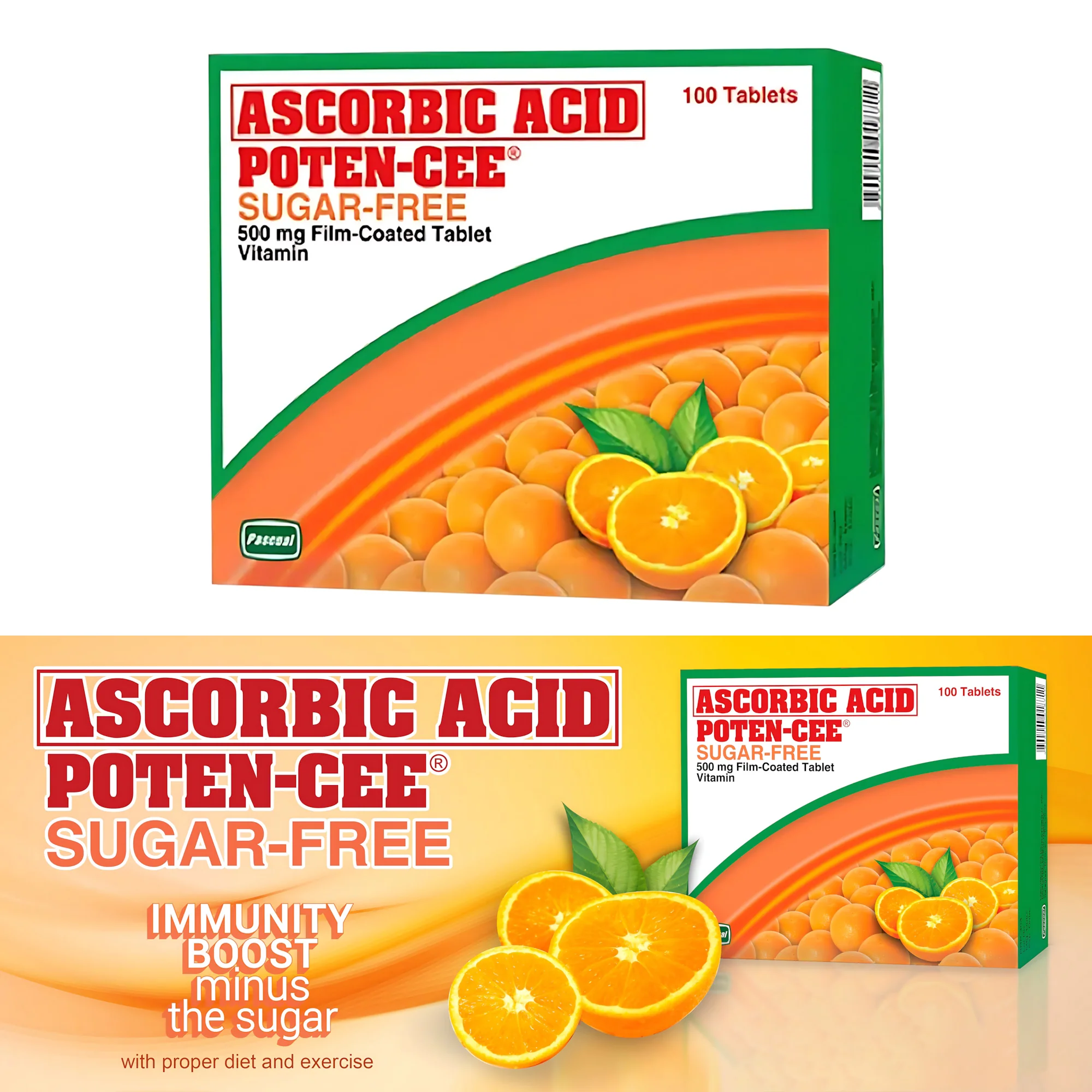 Ascorbic Acid Poten-Cee Sugar-Free 500mg Film-Coated (Vitamin C) Tablets – 100 Tablets - Image 3