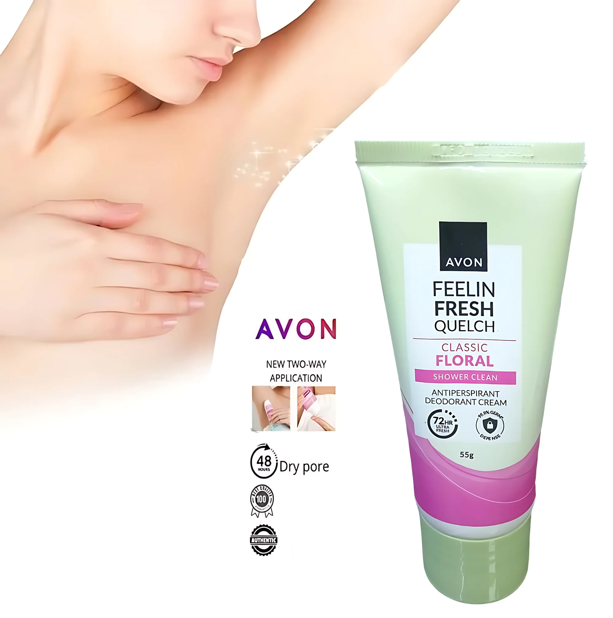 Avon Feelin Fresh Quelch Classic Floral Antiperspirant Deodorant Cream – 55g (1+1 Offer) - Image 7