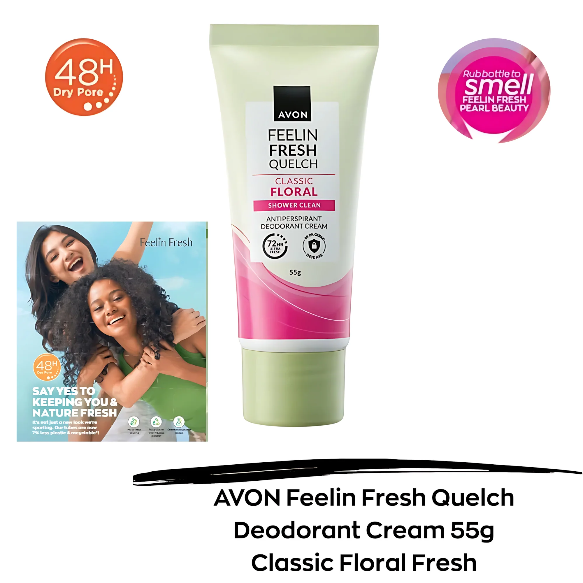 Avon Feelin Fresh Quelch Classic Floral Antiperspirant Deodorant Cream – 55g (1+1 Offer) - Image 8