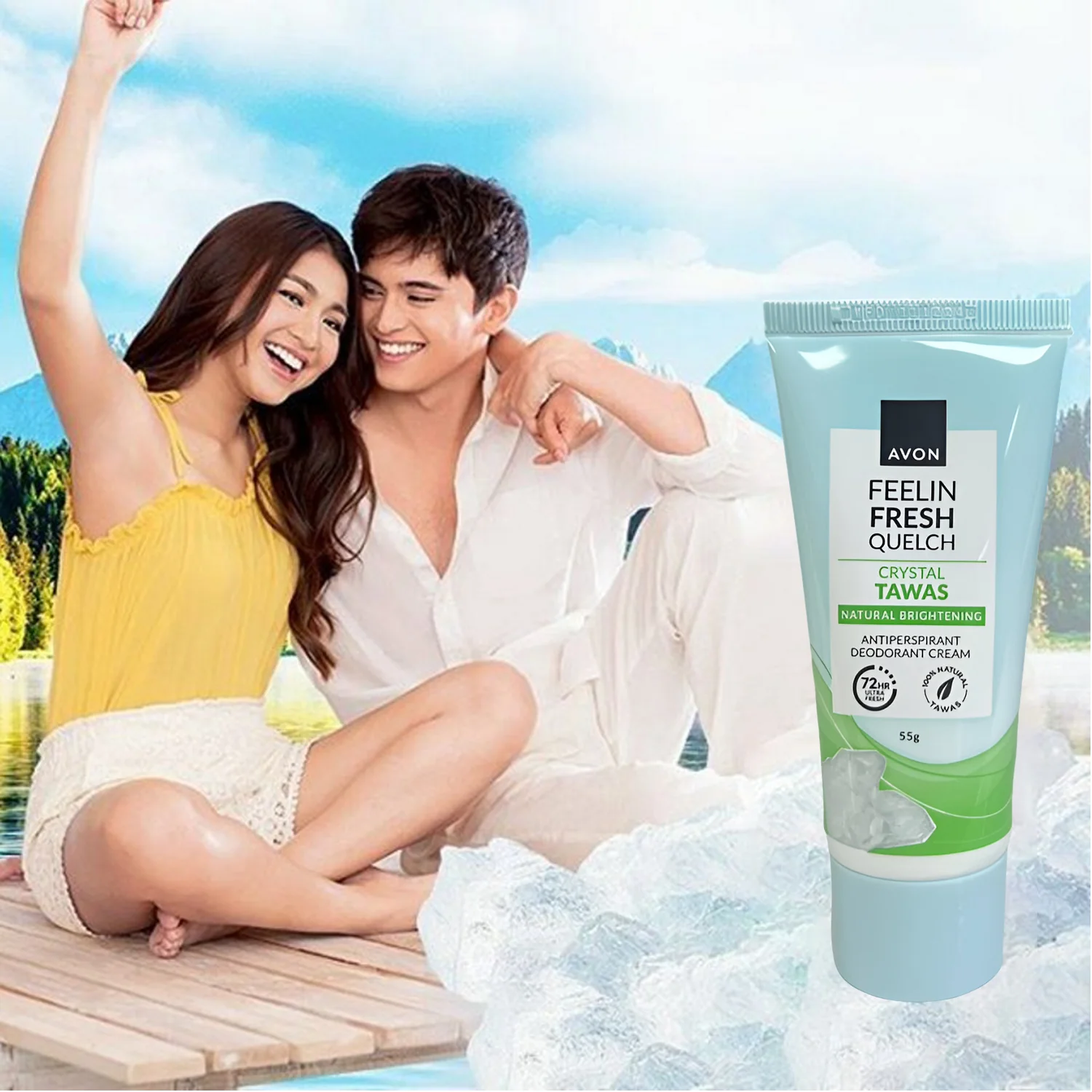 Avon Feelin Fresh Quelch Crystal Tawas Anti-Perspirant Deo Cream - 55g - Image 3