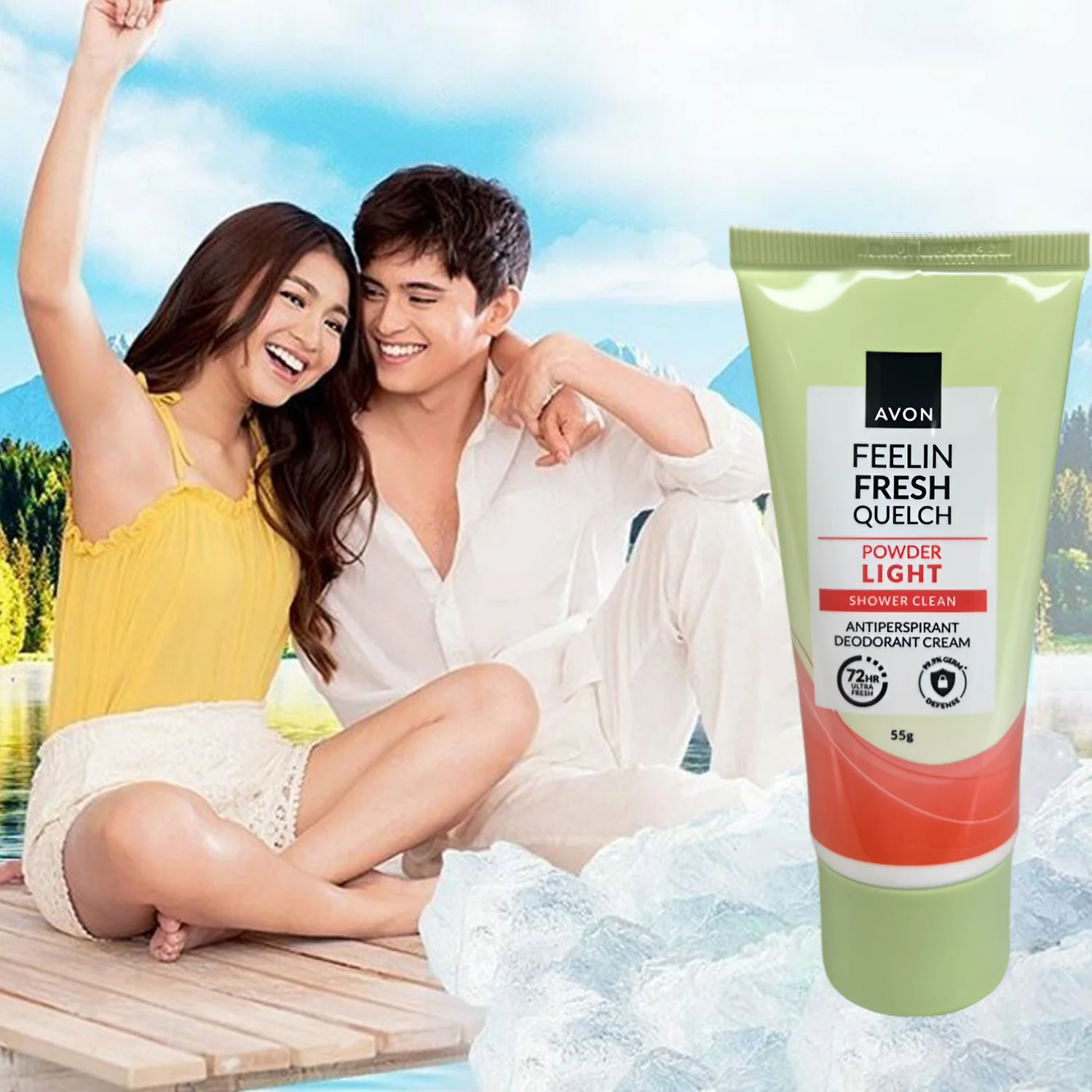 Avon Feelin Fresh Quelch Powder Light Anti-Perspirant Deo Cream - 55g (1+1 Offer) - Image 4