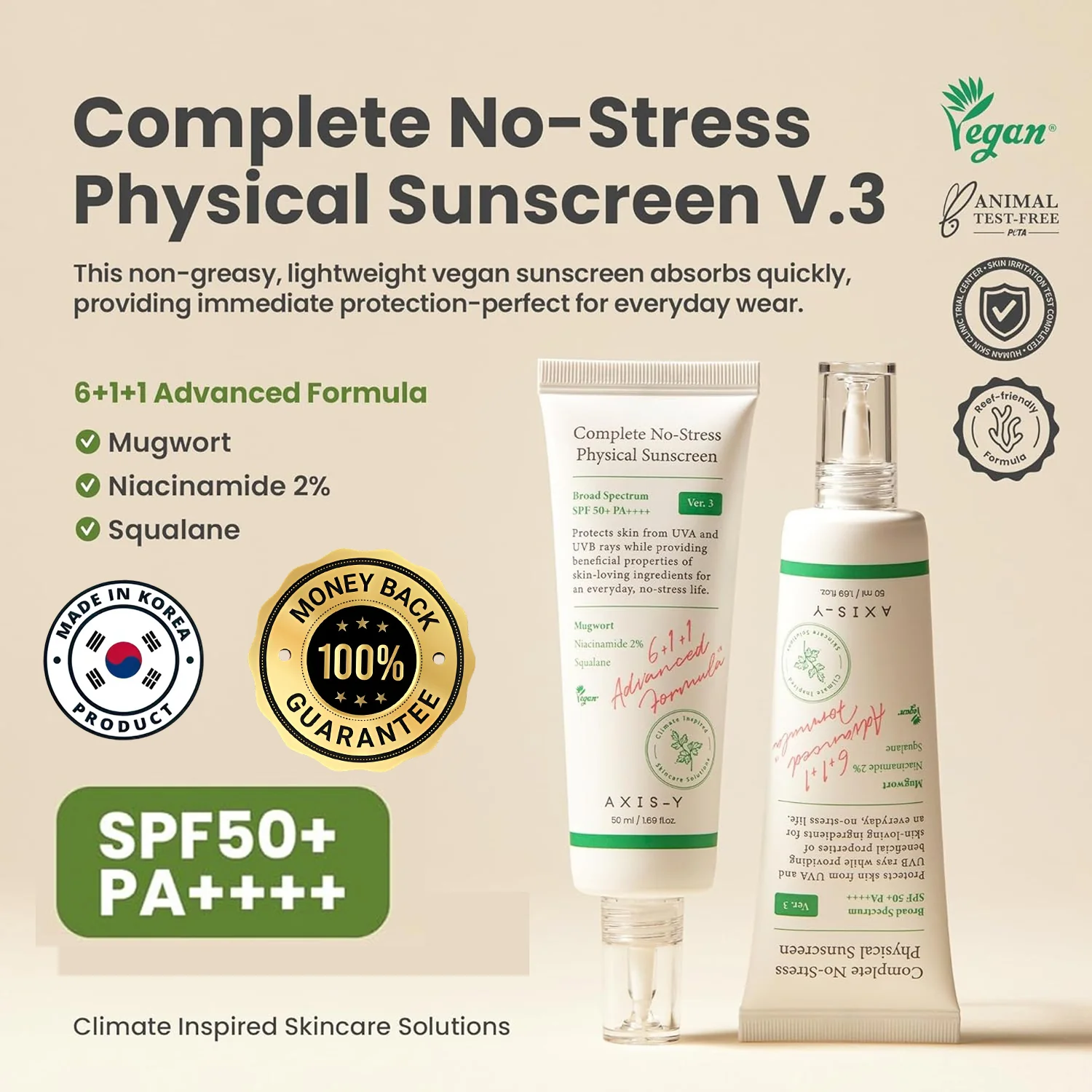 AXIS-Y Complete No-Stress Physical Sunscreen SPF50+ PA++++ Ver.3 - 50ml - Image 3