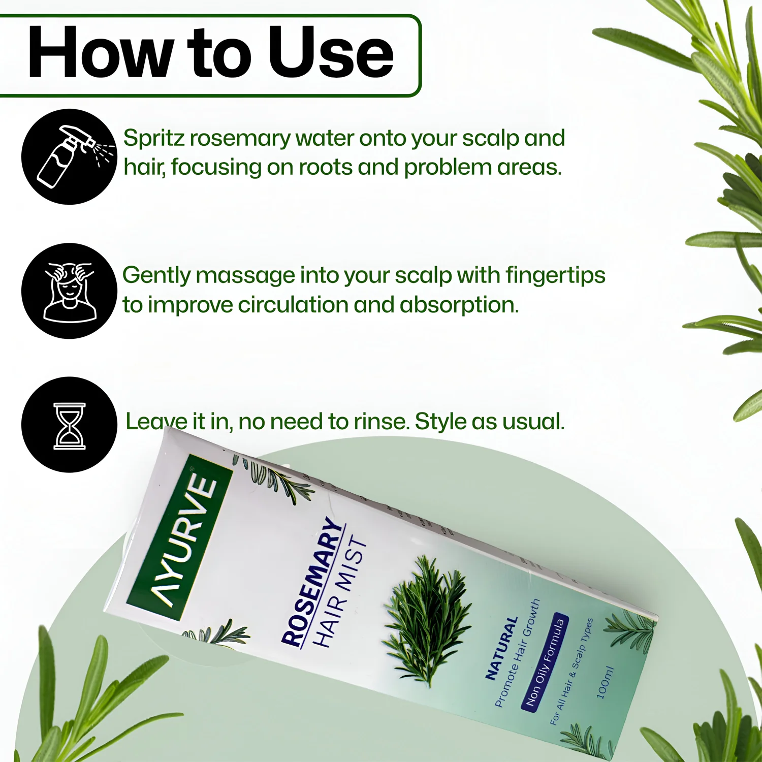 AYURVE Rosemary Hair Mist - 100ML - Image 4