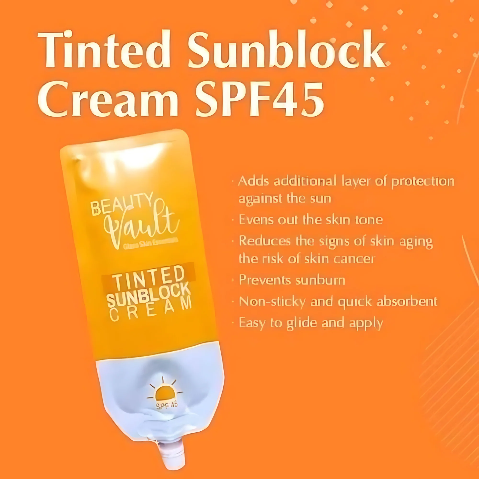 Beauty Vault Premium Tinted Sunblock Cream SPF45 - 50g - Image 6