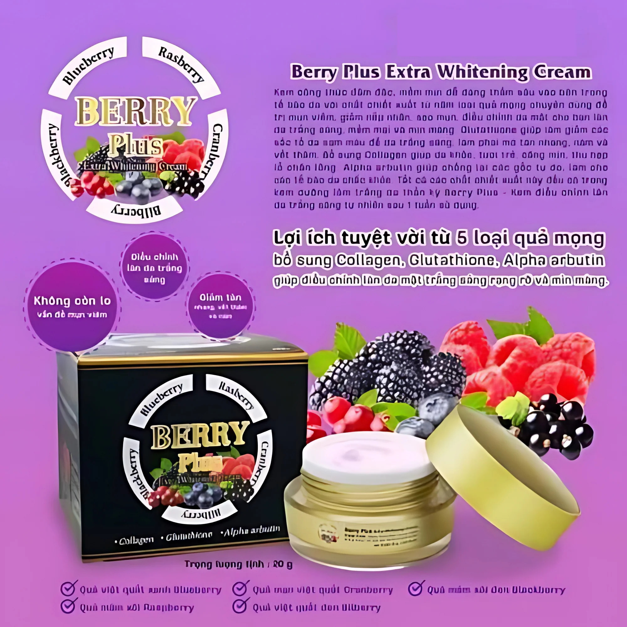 Berry Plus 5X Extra Whitening Cream – 20g - Image 4