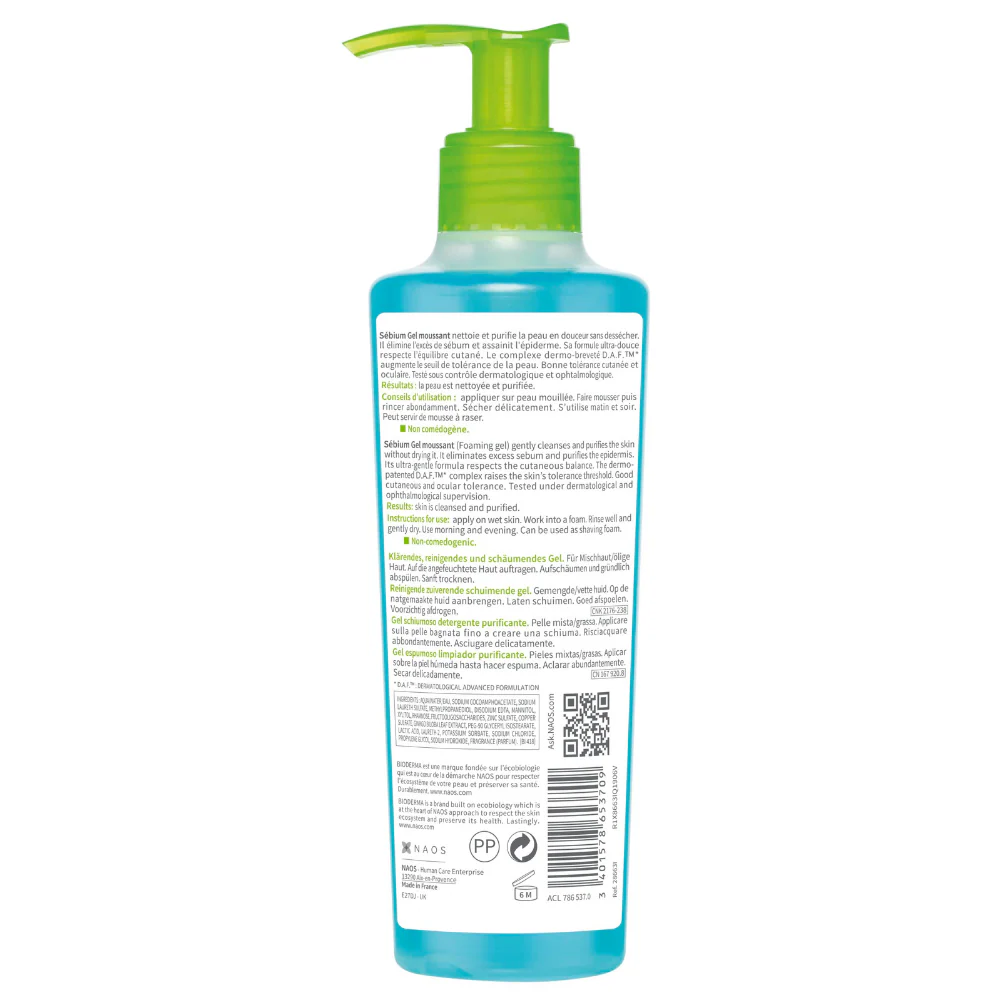 Bioderma Sebium Gel Moussant Purifying Cleansing Foaming Gel - 200ml - Image 6