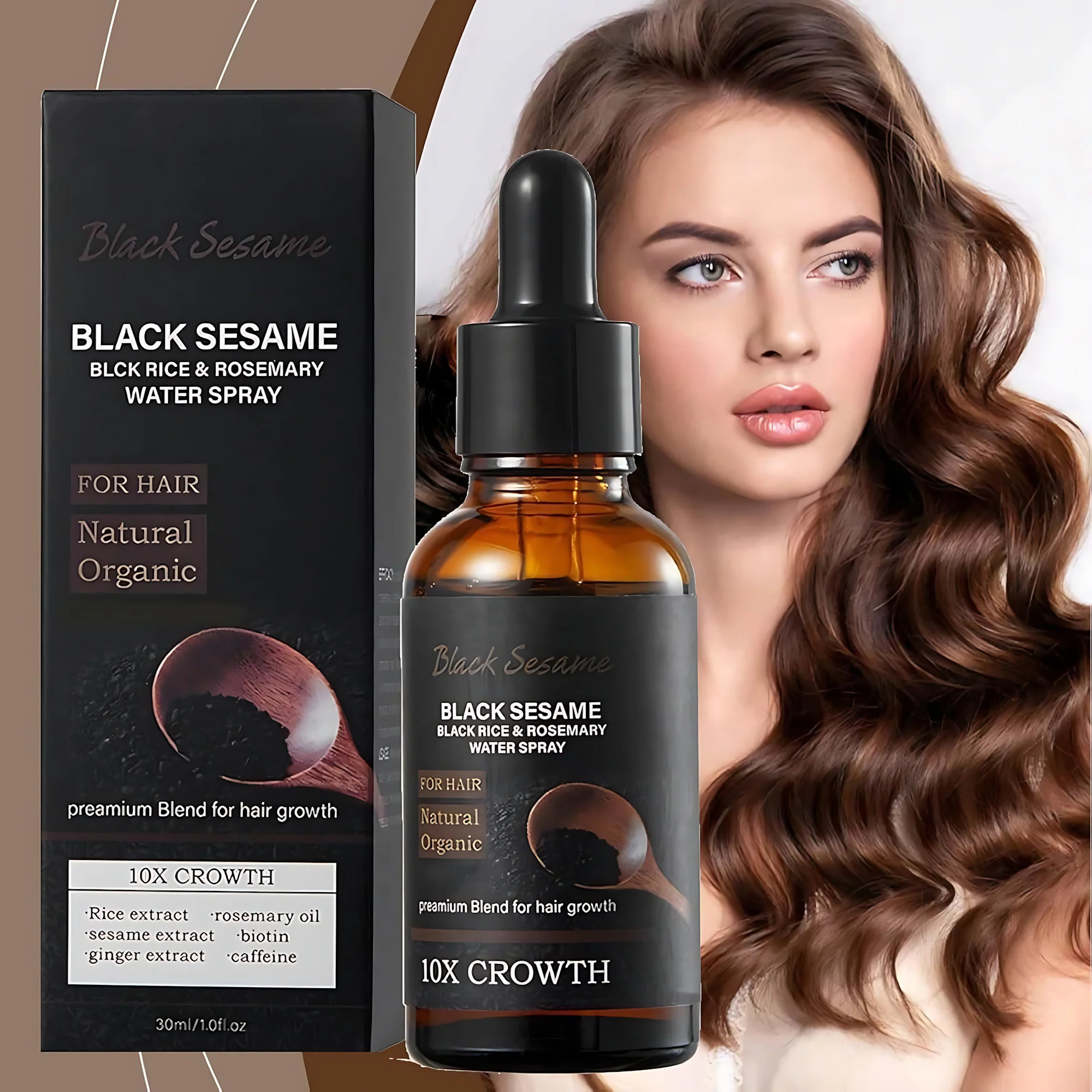 Black Sesame, Black Rice & Rosemary Water Hair Spray – 30ml - Image 2