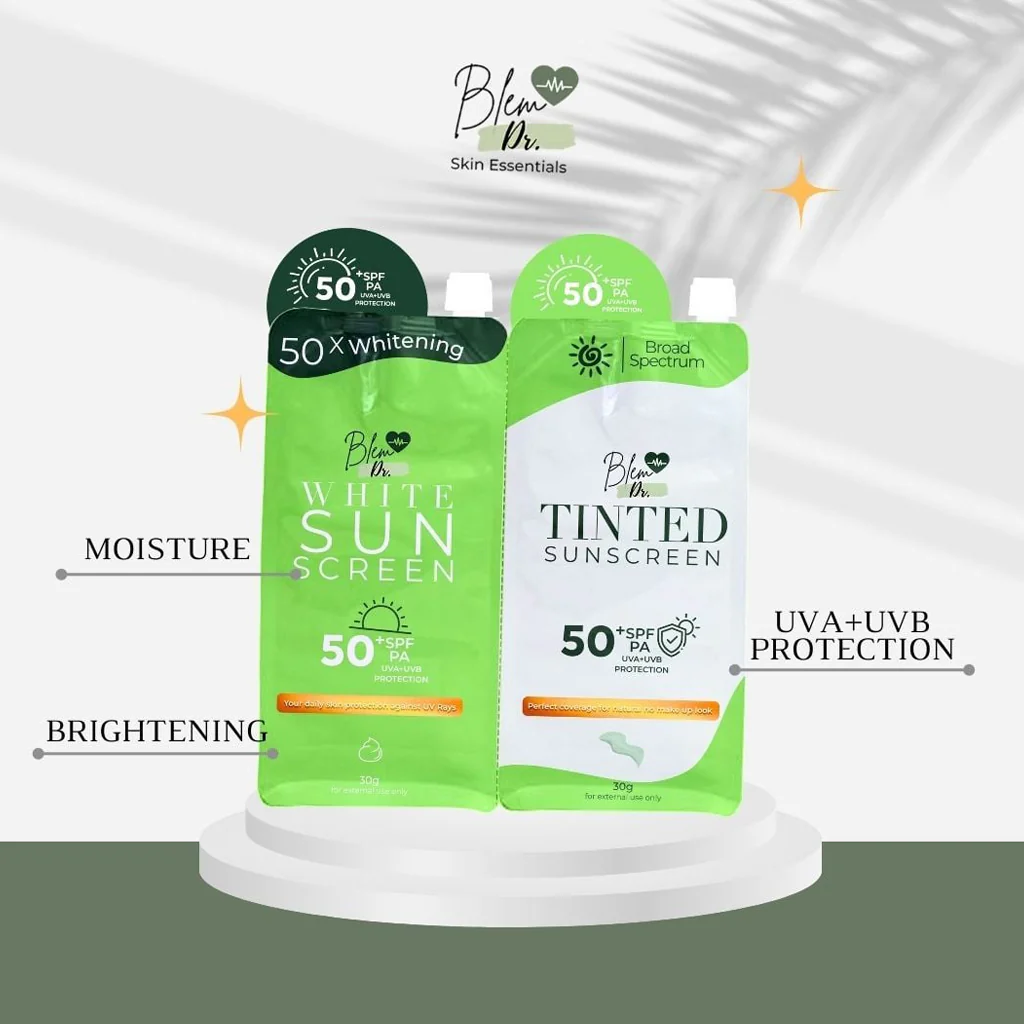 Blem Dr. White & Tinted Sunscreen Duo Pack – SPF 50 PA+++ (2 x 30g) - Image 2