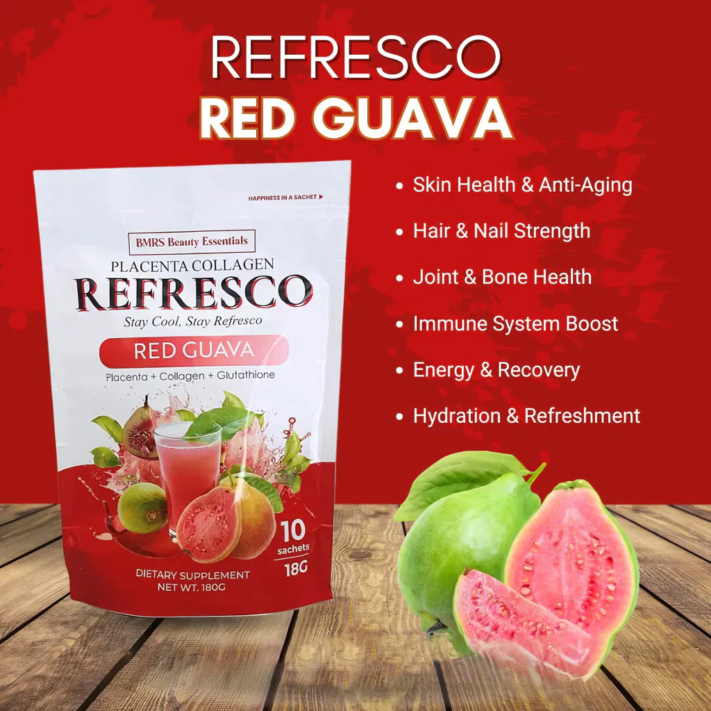 BMRS Beauty Essentials Placenta Collagen Refresco – Red Guava (10 Sachets / 180g)