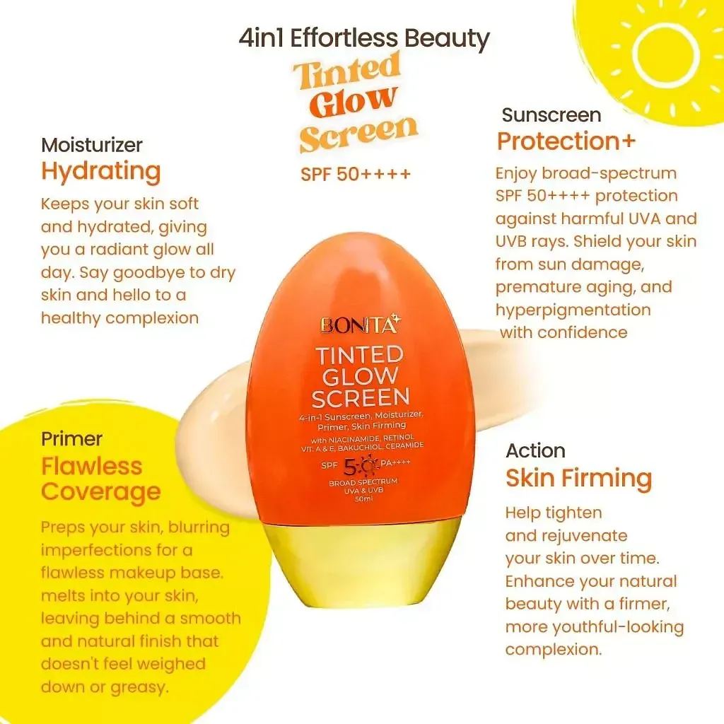 Bonita Tinted Glow Sunscreen SPF50 PA++++ (50ml) - Image 5