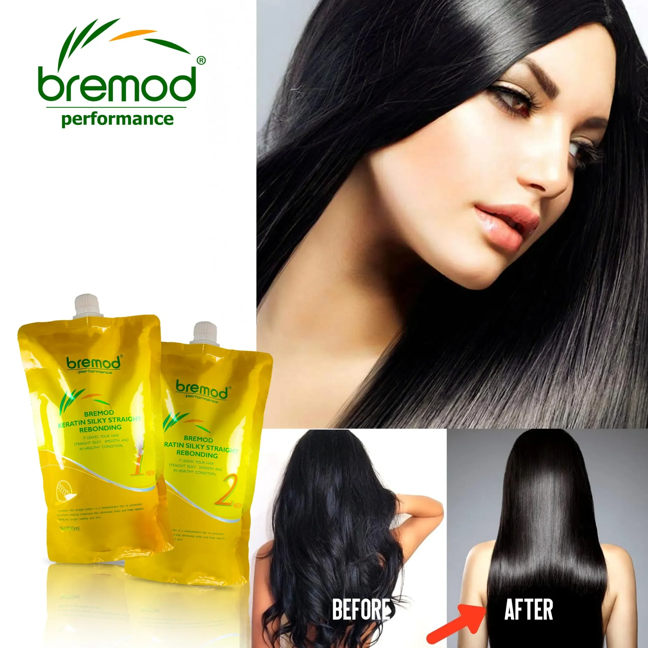 Bremod Keratin Silky Straight Rebonding Set (1)+(2) - 800ml+800ml - Image 2