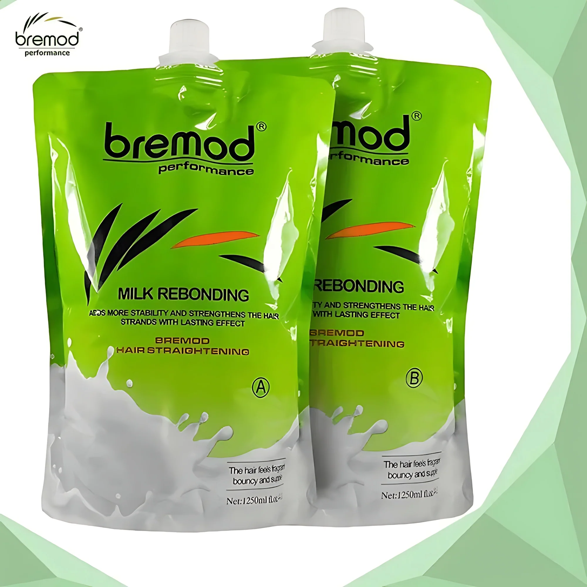Bremod Milk Rebonding Set (A + B) – Professional Hair Straightening & Nourishing Treatment – 1250ml + 1250ml - Image 2