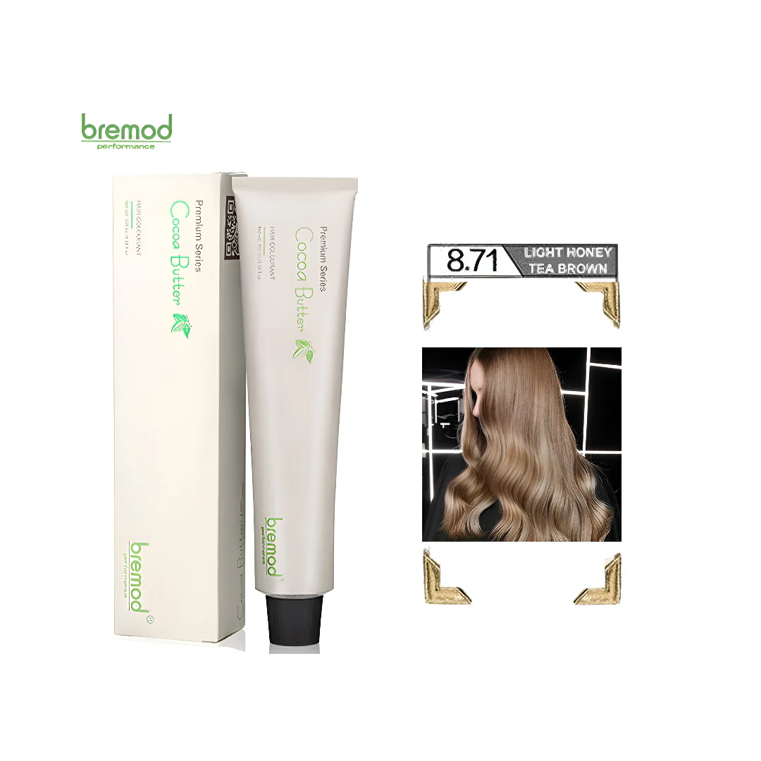 Bremod Performance Premium Series Cocao Butter 8.71 Light Honey Tea Brown Hair Color -100ml - Image 2