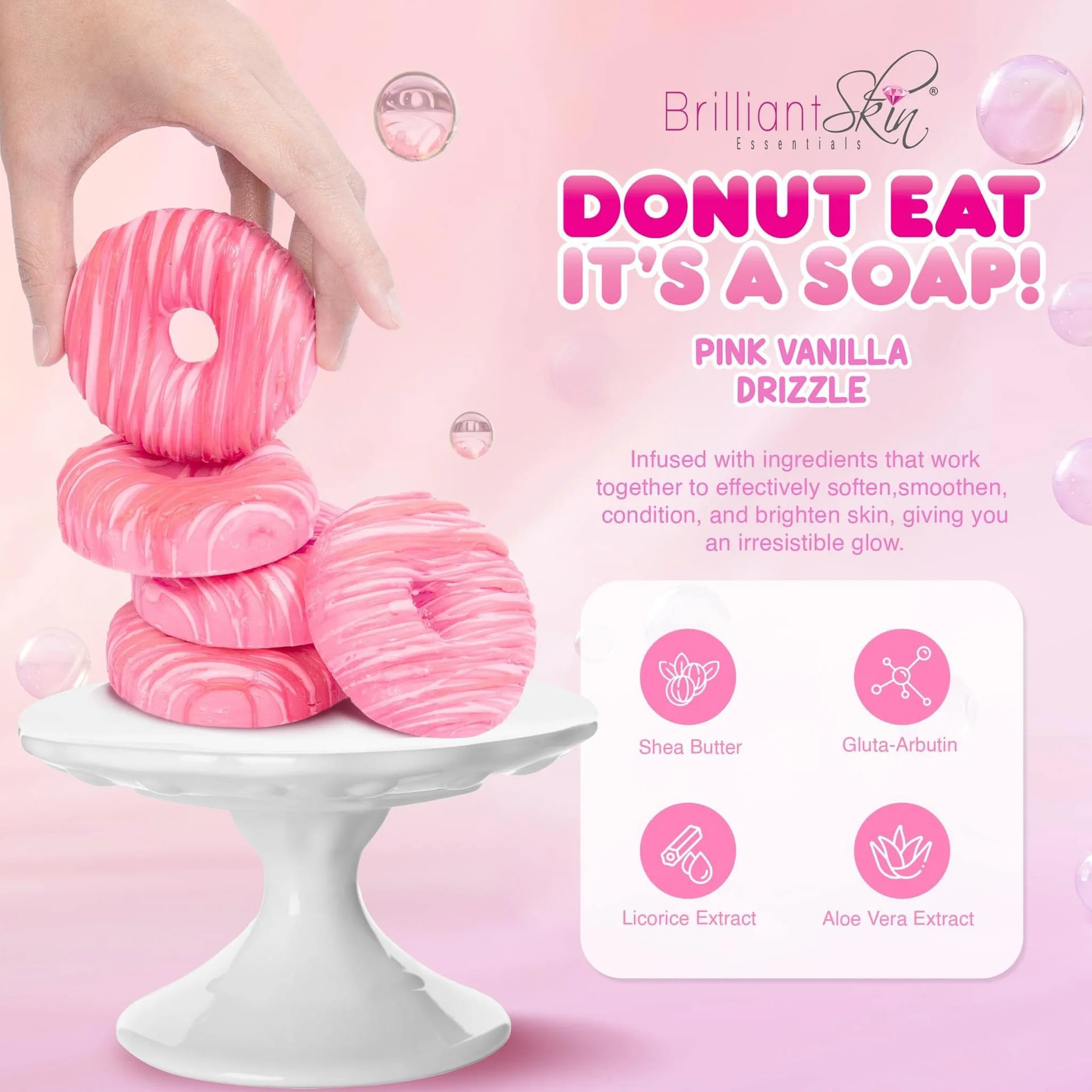 Brilliant Skin Donut Eat Its A Soap Pink Vanilla Drizzle - 90g - Image 2