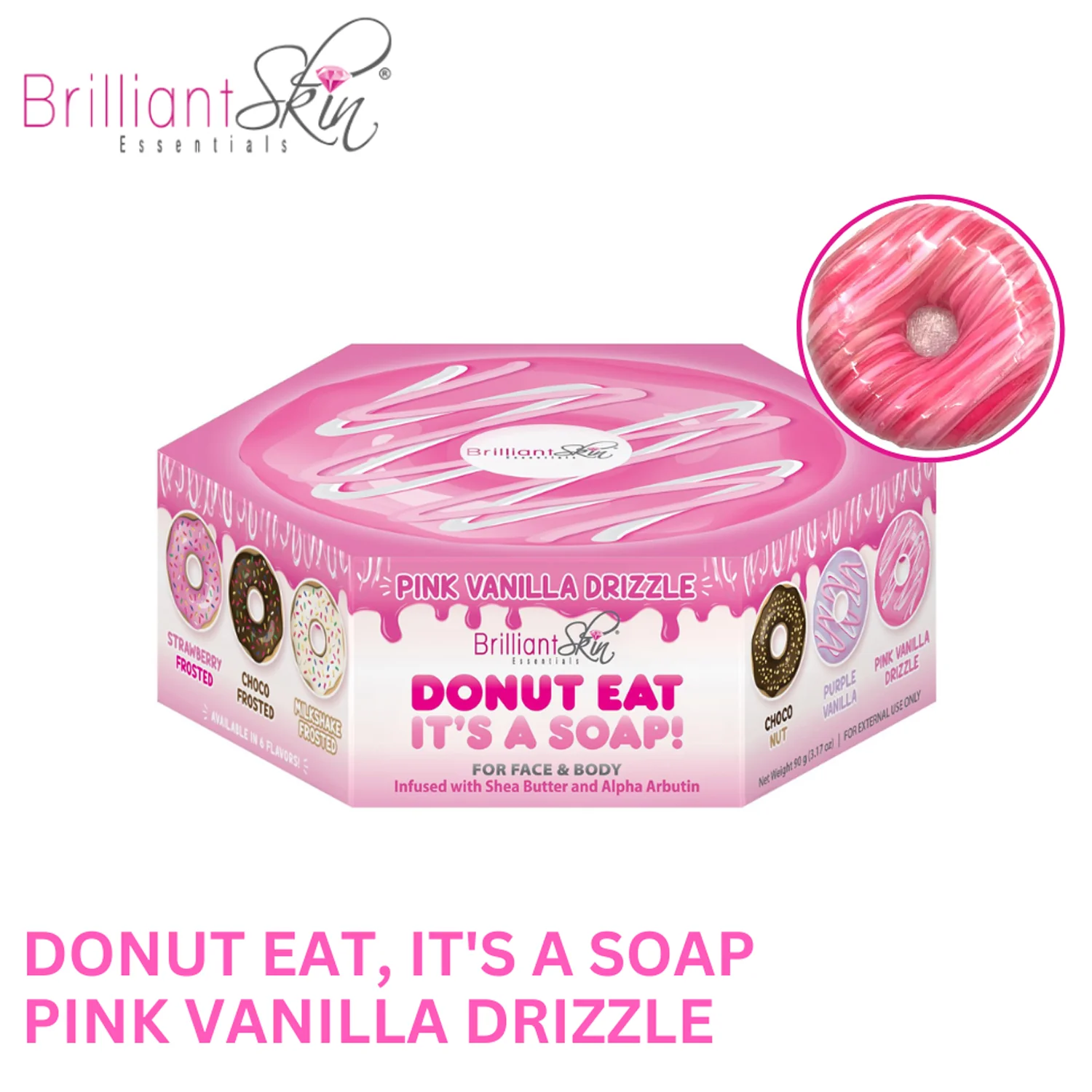Brilliant Skin Donut Eat Its A Soap Pink Vanilla Drizzle - 90g - Image 3