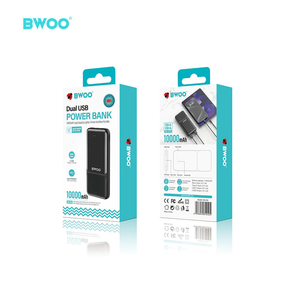 BWOO 10000mAh Portable Dual USB Power Bank BO-P18 - Image 5