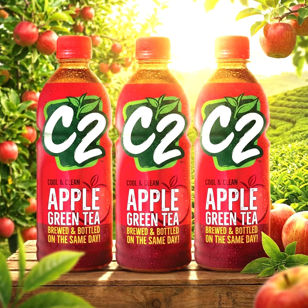 C2 Green Tea Apple Cool & Clean – 355ml (Red) | 3pcs Combo - Image 2
