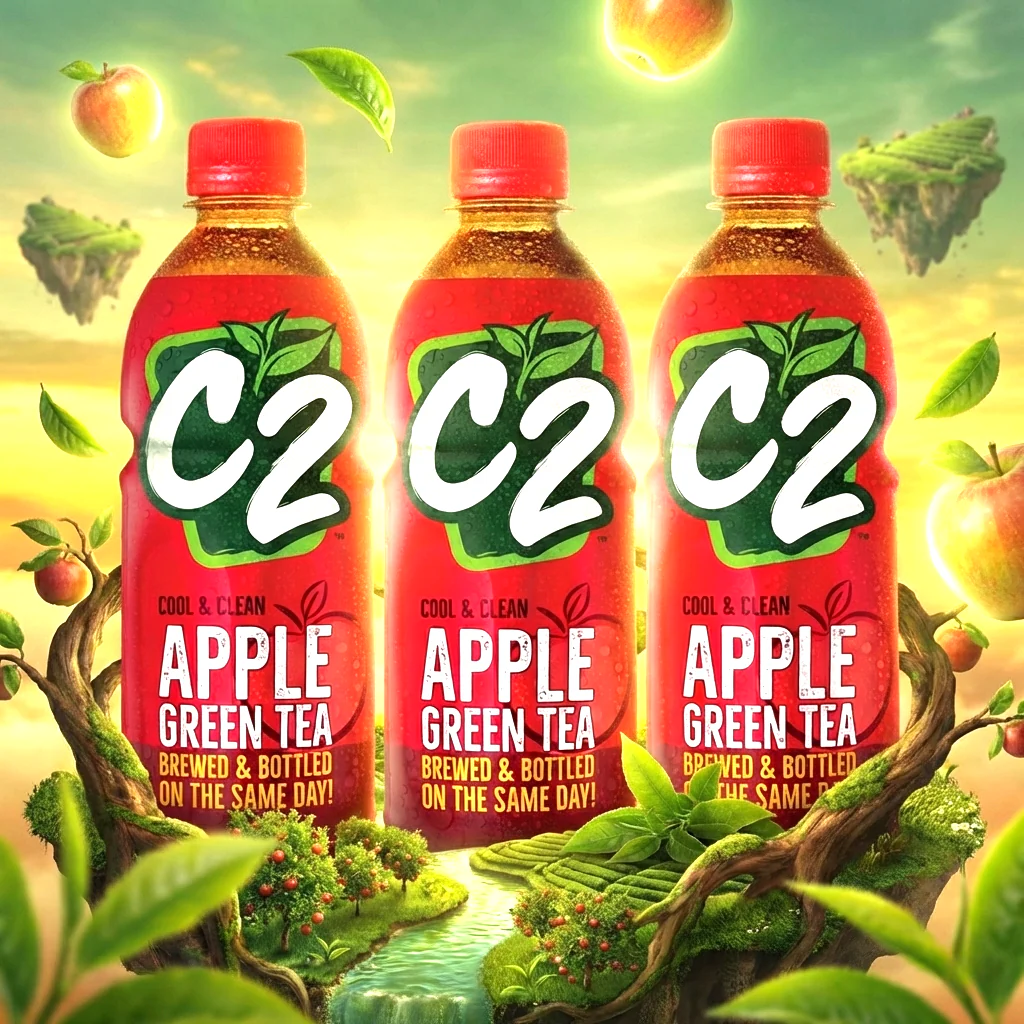 C2 Green Tea Apple Cool & Clean – 355ml (Red) | 3pcs Combo - Image 3