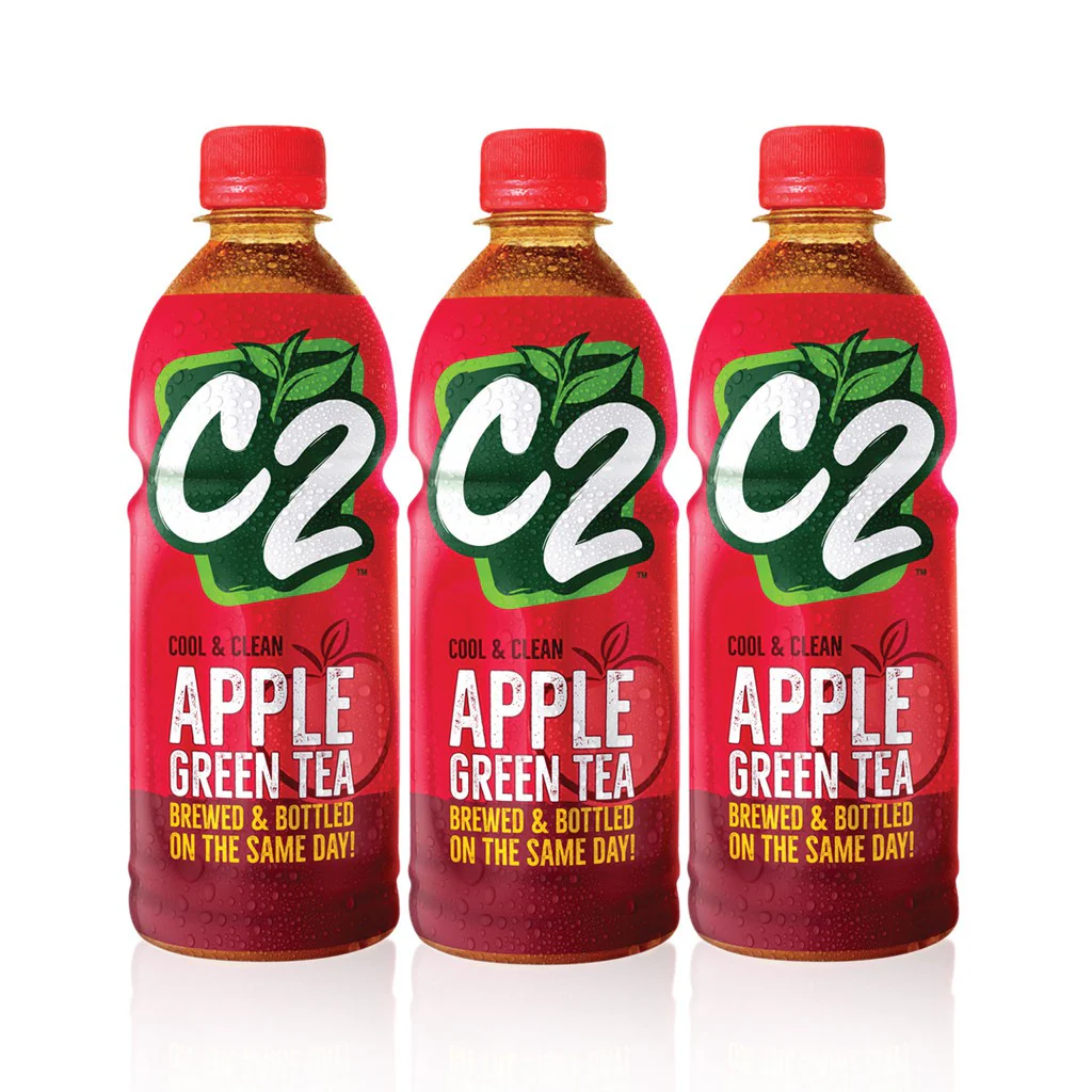 C2 Green Tea Apple Cool & Clean – 355ml (Red) | 3pcs Combo - Image 5