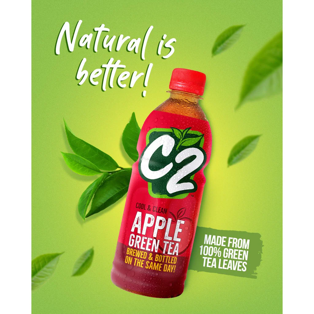 C2 Green Tea Apple Cool & Clean – 355ml (Red) | 3pcs Combo - Image 8
