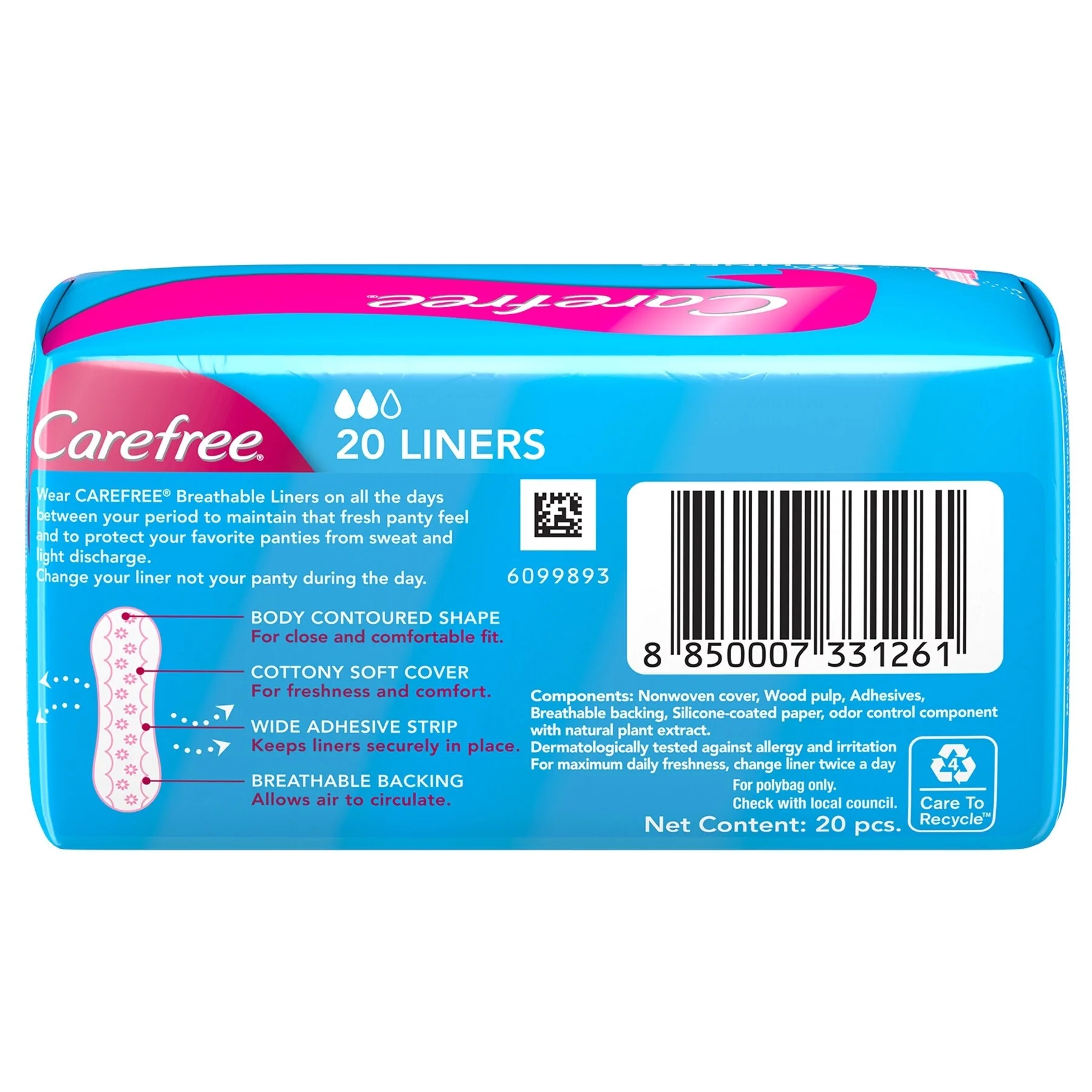 Carefree Breathable 20 Liners Shower Fresh - Image 3