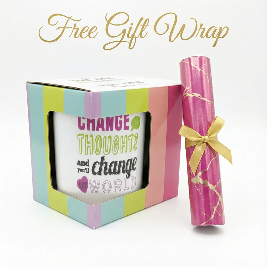 CHANGE THOUGHTS CHANGE WORLD Ceramic Mug In Gift Box - With Free Gift Wrap