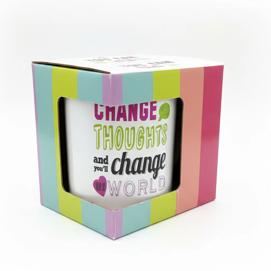CHANGE THOUGHTS CHANGE WORLD Ceramic Mug In Gift Box - With Free Gift Wrap - Image 2